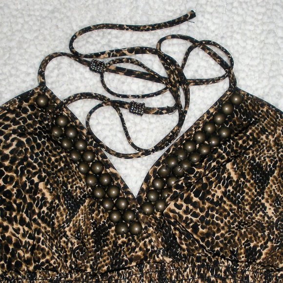 Guess like new Organic African print backless top with hand beaded accents. - Picture 6 of 7